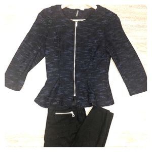 Black and Blue Peplum Blazer